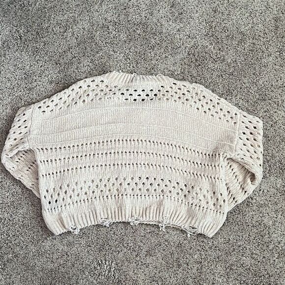 Angie Holey Knit Cropped Chenille Sweater Small - Picture 4 of 6
